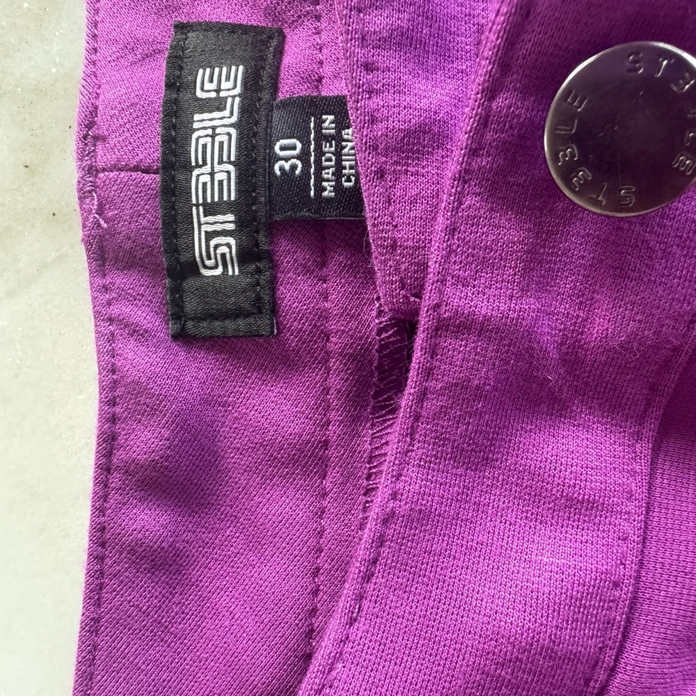 Purple Flat Front Shorts with Striking Color - Picture 2 of 3